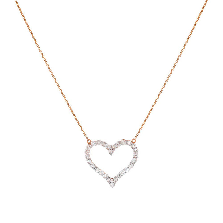 14K Rose Gold Large Diamond Heart Necklace 14K - Adina Eden's Jewels