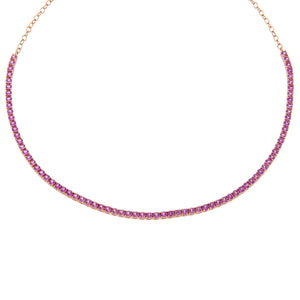 Sapphire Pink Sapphire Pink Tennis Necklace 14K - Adina Eden's Jewels