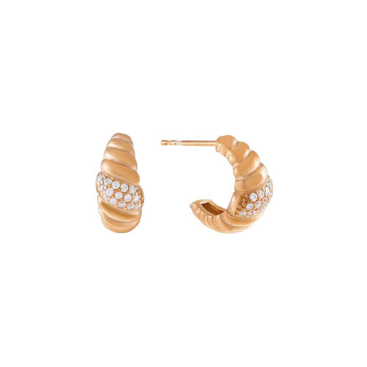 Rose Gold Mini CZ Braided Hoop Earring - Adina Eden's Jewels