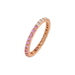 Sapphire Pink / 8 Diamond x Sapphire Pink Band 14K - Adina Eden's Jewels