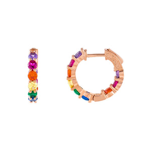 Multi-Color CZ Rainbow Huggie Earring - Adina Eden's Jewels