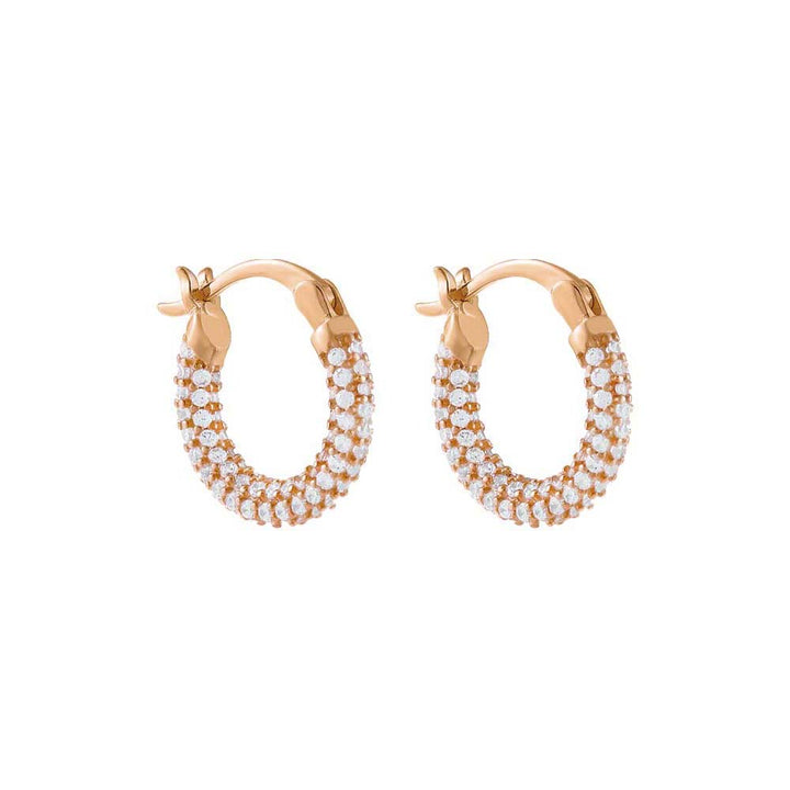 Rose Gold Pavé Mini Hoop Earring - Adina Eden's Jewels