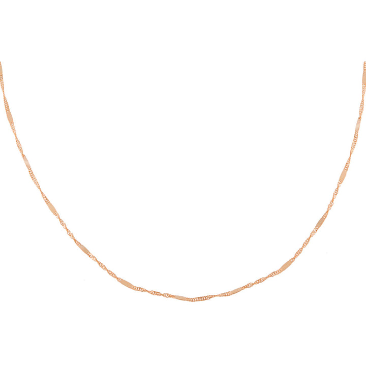 14K Rose Gold / 18" Solid Bar X Singapore Chain Necklace 14K - Adina Eden's Jewels