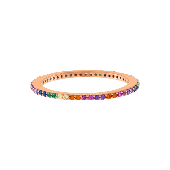 Rose Gold / 5 Thin Rainbow Ring - Adina Eden's Jewels
