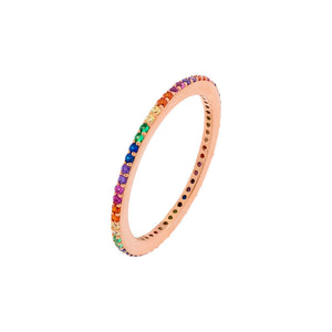 Rose Gold / 10 Thin Rainbow Ring - Adina Eden's Jewels