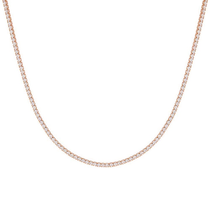 Rose Gold / 15" Classic Thin Tennis Necklace - Adina Eden's Jewels