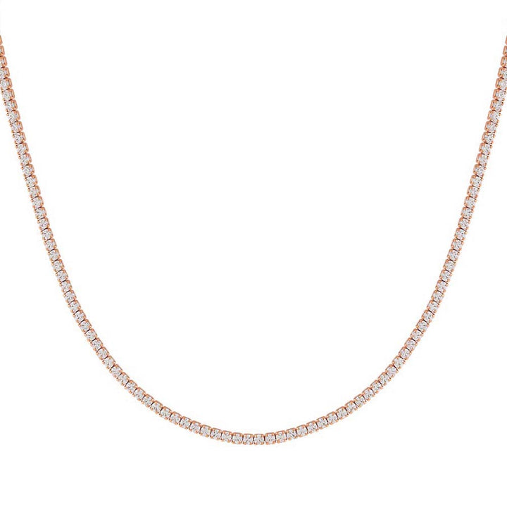 Rose Gold / 18" Classic Thin Tennis Necklace - Adina Eden's Jewels