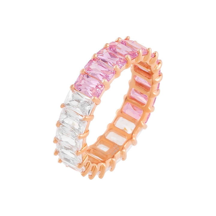 Rose Gold / 7 Pastel Two Tone Colored Baguette Ring - Adina Eden's Jewels