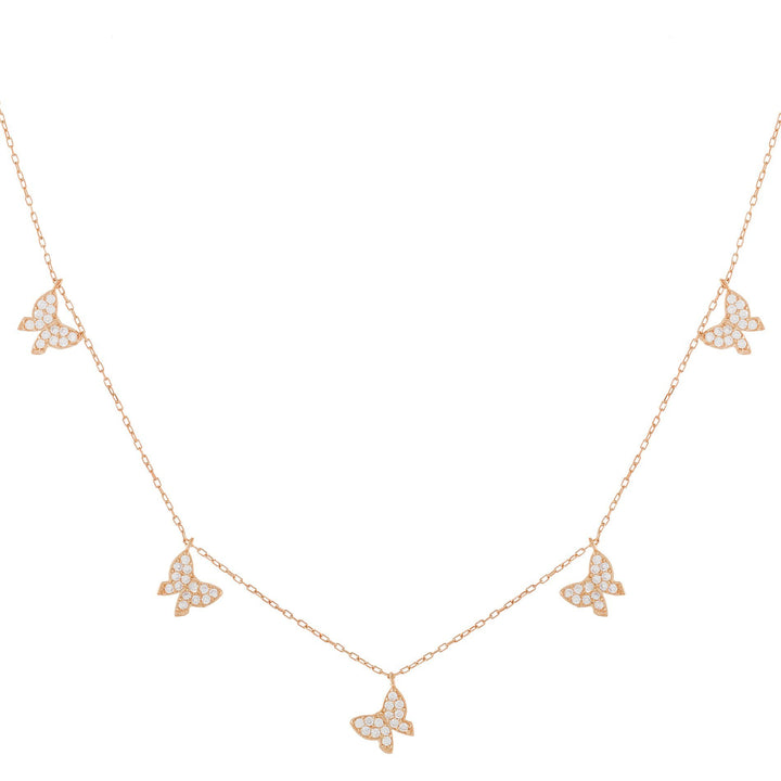 Rose Gold CZ Butterfly Necklace - Adina Eden's Jewels