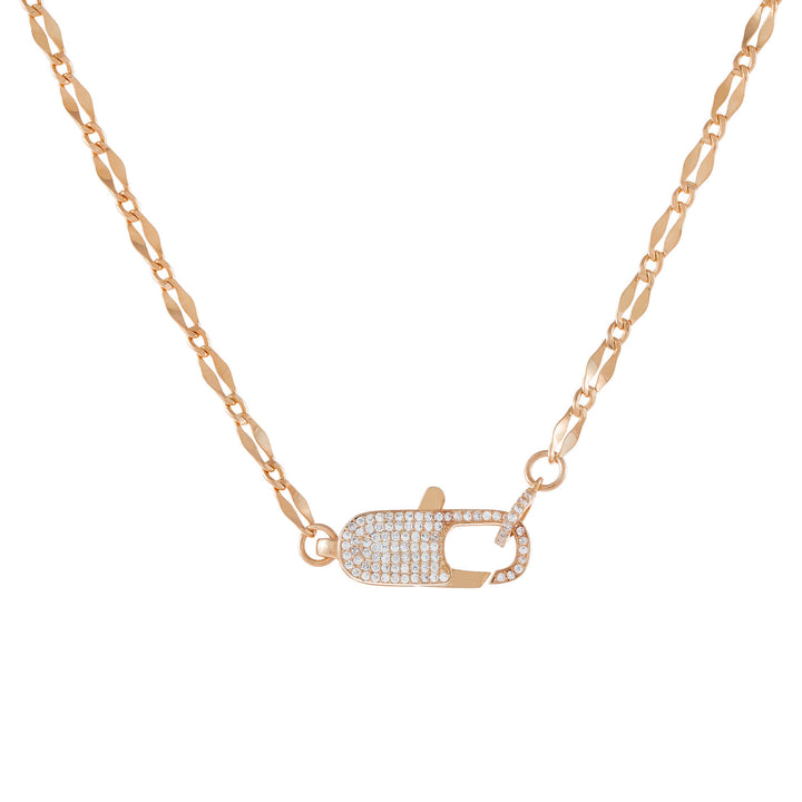 Rose Gold Pavé Clasp Gucci Link Necklace - Adina Eden's Jewels