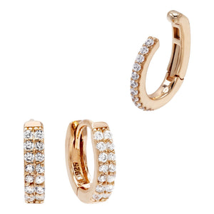 Combo Pavé Huggie X Ear Cuff Earring Combo Set - Adina Eden's Jewels