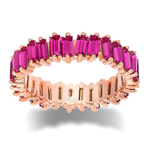 Magenta / 9 Crystal Colored Baguette Eternity Band - Adina Eden's Jewels