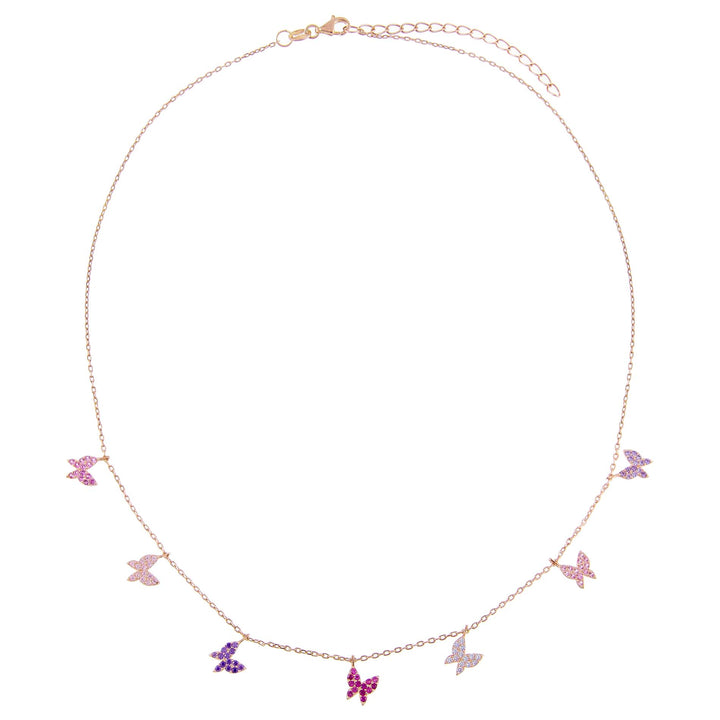  Pavé Pastel Butterflies Necklace - Adina Eden's Jewels