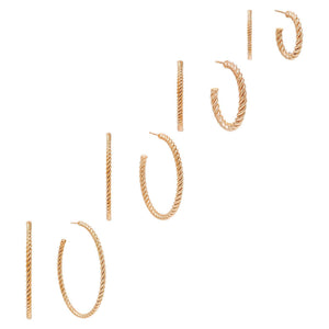 Rose Gold Omega Rope Hoop Earring Combo Set - Adina Eden's Jewels
