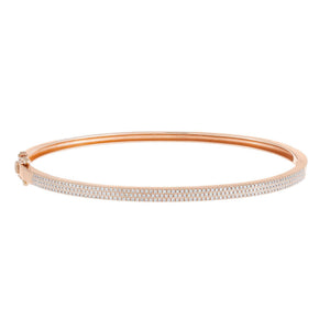 14K Rose Gold / 17 CM Diamond Triple Row Bangle 14K - Adina Eden's Jewels
