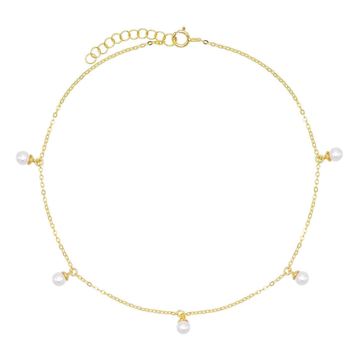 Pearl White Pearl Charm Anklet - Adina Eden's Jewels