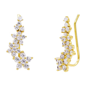 Gold Flower Ear Climber - Adina Eden's Jewels