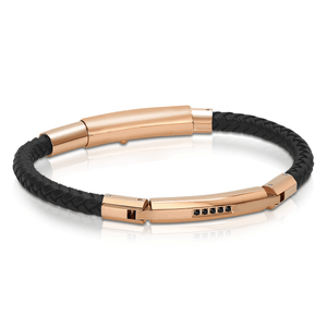 Rose Gold IP Leather Bracelet - Adina Eden's Jewels