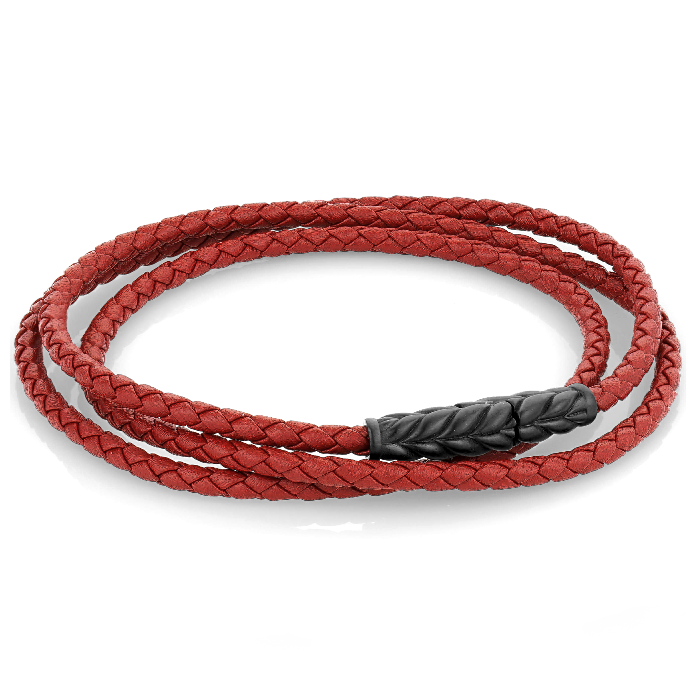 Red leather wrap bracelet on sale