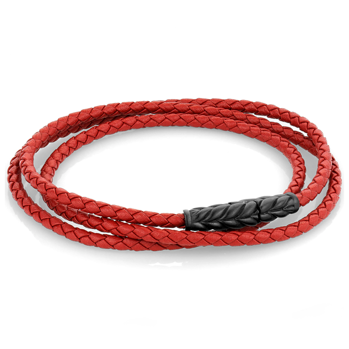Red Red Leather Wrap Bracelet - Adina Eden's Jewels
