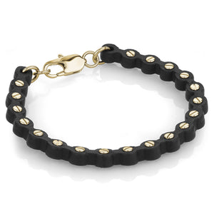 Gold Leather Screw Bracelet - Adina Eden's Jewels