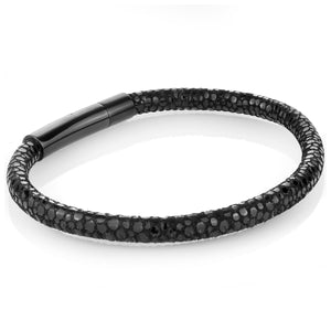 Onyx Leather Textured Bracelet - Adina Eden's Jewels