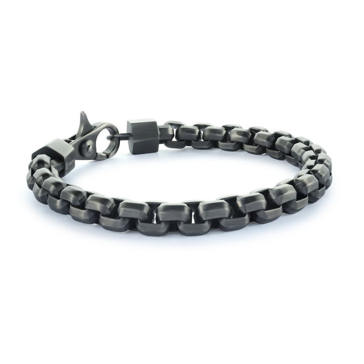 Onyx Steel Box Link Bracelet - Adina Eden's Jewels