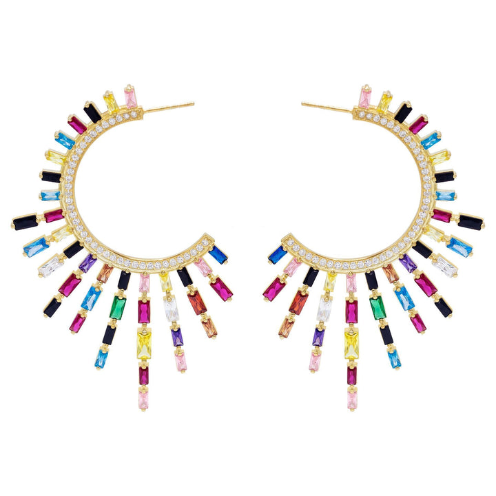 Multi-Color Spike Baguette Hoop Earring - Adina Eden's Jewels