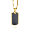 Gold Gold Steel Black Matte Center Dogtag Necklace - Adina Eden's Jewels