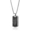 Silver Steel Carbon Fiber Inlay Beaded Edge Dog Tag Necklace - Adina Eden's Jewels
