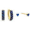 Sapphire Blue Huggie X Heart Stud Earring Combo Set - Adina Eden's Jewels