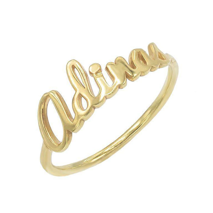 Gold / 5 Script Name Ring - Adina Eden's Jewels