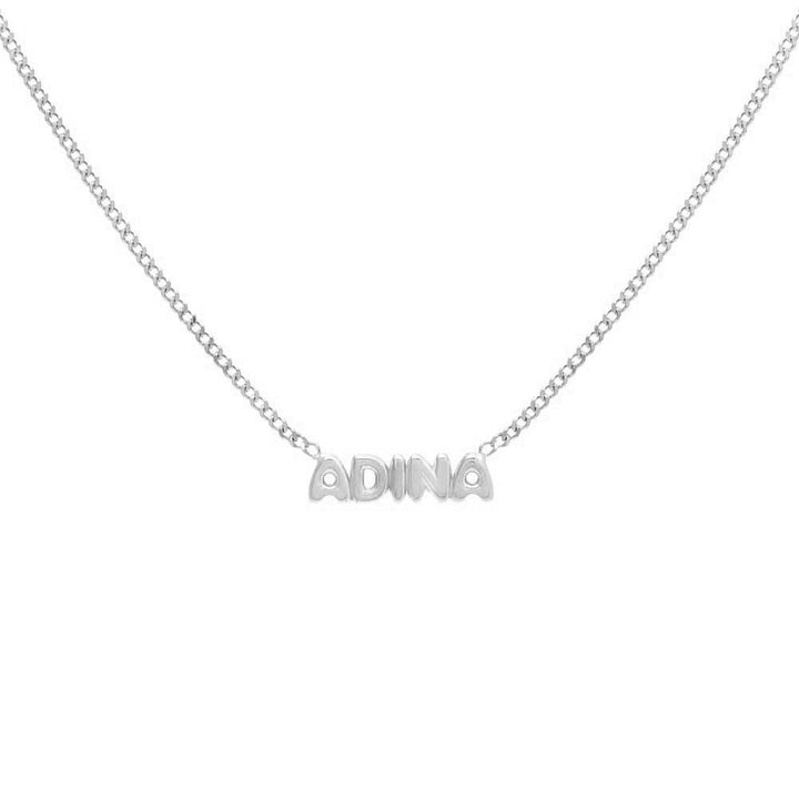 Silver Solid Bubble Name Link Necklace - Adina Eden's Jewels