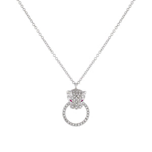 14K White Gold Diamond Ruby Panther Necklace 14K - Adina Eden's Jewels