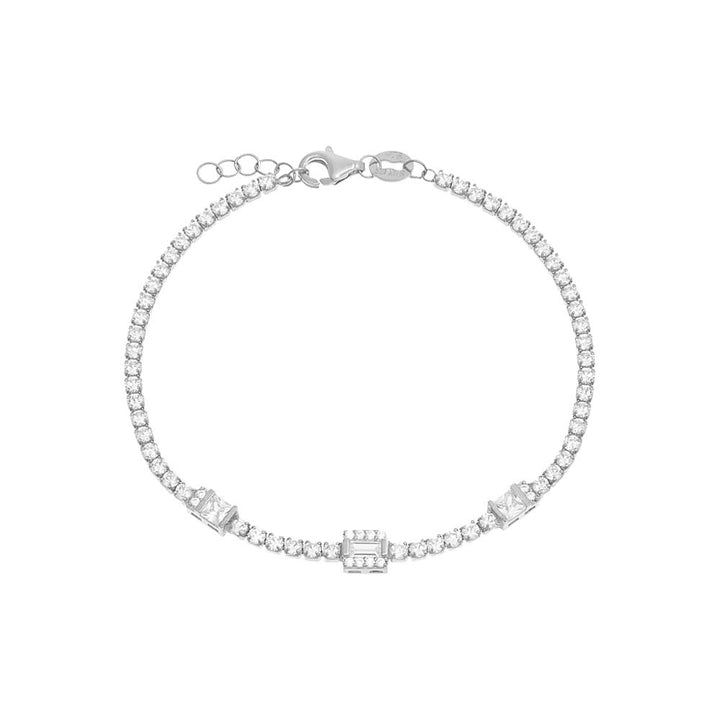 Silver Triple Baguette Tennis Bracelet - Adina Eden's Jewels