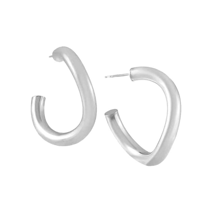 Silver / 35MM Curved Tube Hoop Earring - Adina Eden's Jewels