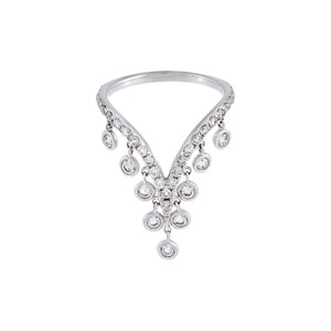 14K White Gold / 4 Diamond Bezel V Shaped Ring 14K - Adina Eden's Jewels