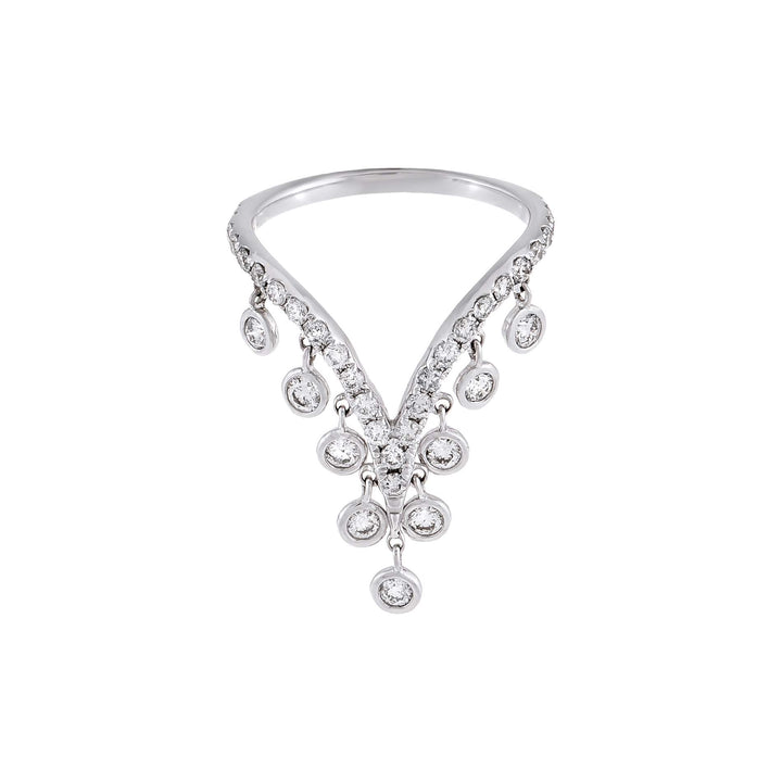 14K White Gold / 4 Diamond Bezel V Shaped Ring 14K - Adina Eden's Jewels