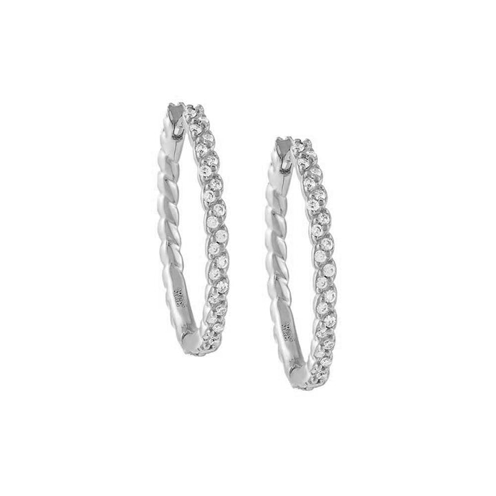 Silver Braided CZ Hoop Earrings - Adina Eden's Jewels