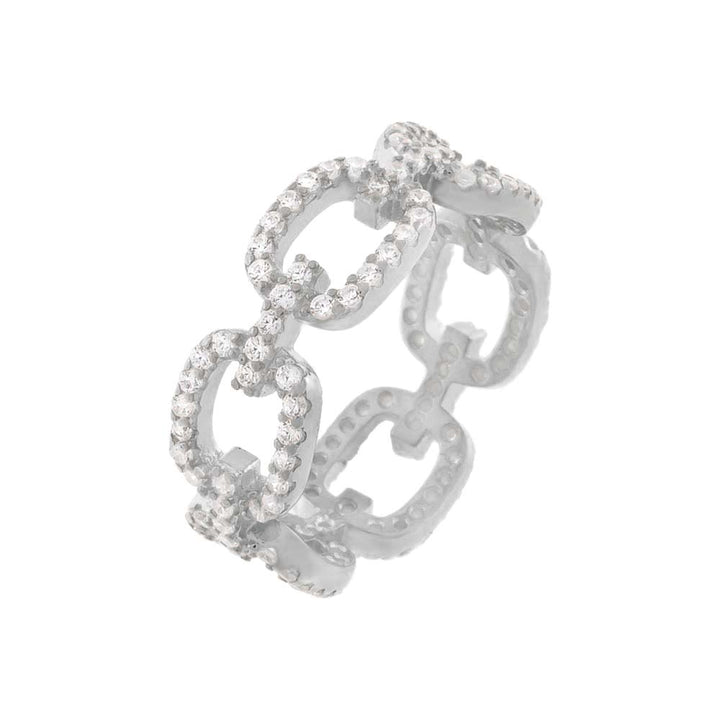 Silver / 7 Pavé Square Link Ring - Adina Eden's Jewels