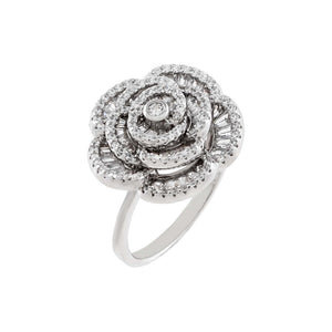 Silver / 6 Pavé x Baguette Flower Ring - Adina Eden's Jewels
