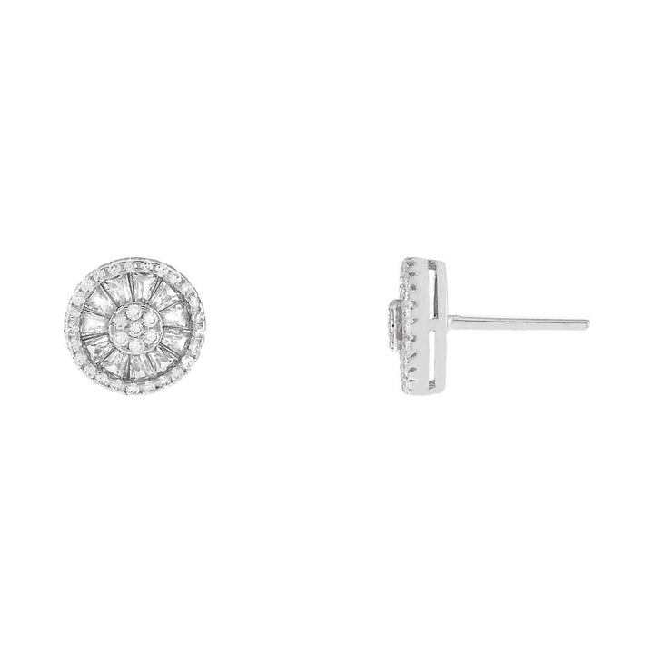 Silver Baguette CZ Dial Stud Earring - Adina Eden's Jewels