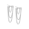 Silver / Pair Drop Chain Pavé Bar Stud Earring - Adina Eden's Jewels