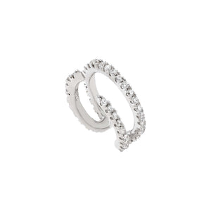 Silver CZ Double Row Ear Cuff - Adina Eden's Jewels