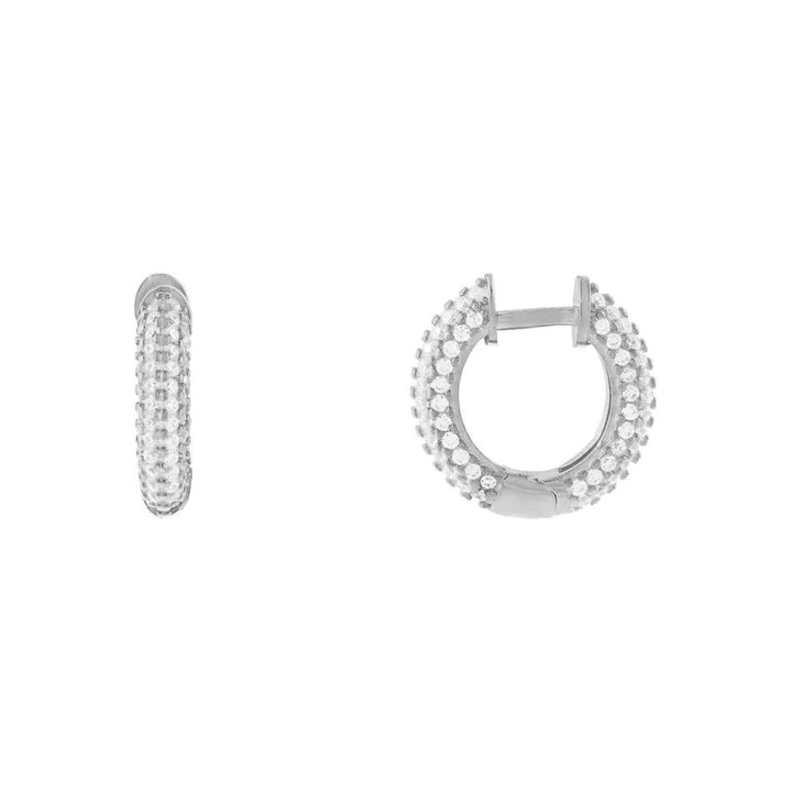 Silver Tiny Pavé Huggie Earring - Adina Eden's Jewels