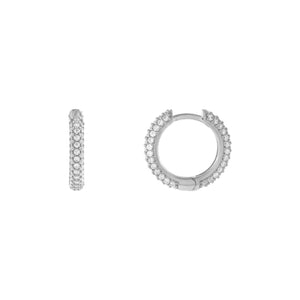 Silver Pavé Dome Huggie Earrings - Adina Eden's Jewels