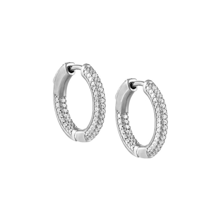 Silver Slim Pavé Huggie Earring - Adina Eden's Jewels