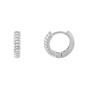 Silver / 14MM Classic Pavé Huggie Earring - Adina Eden's Jewels