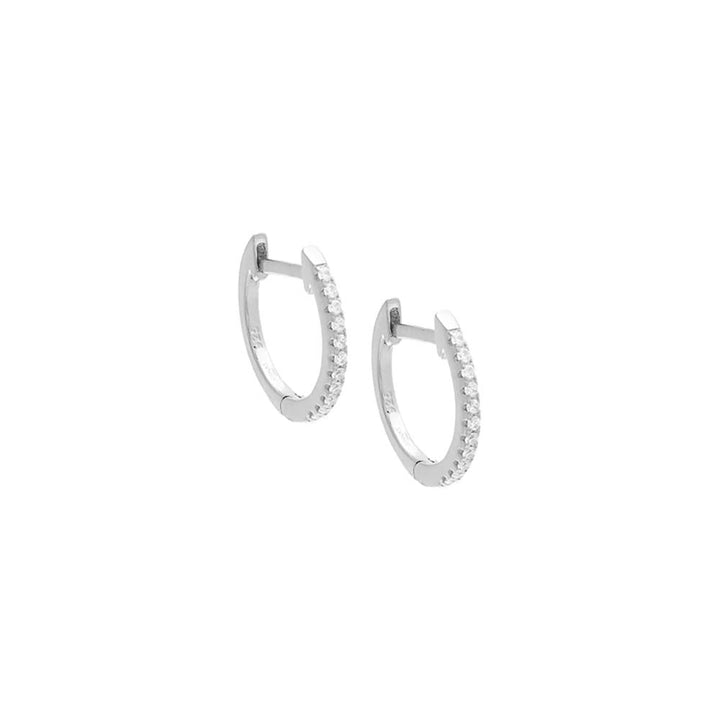 Silver / 15 MM Pavé Dainty Huggie Earring - Adina Eden's Jewels