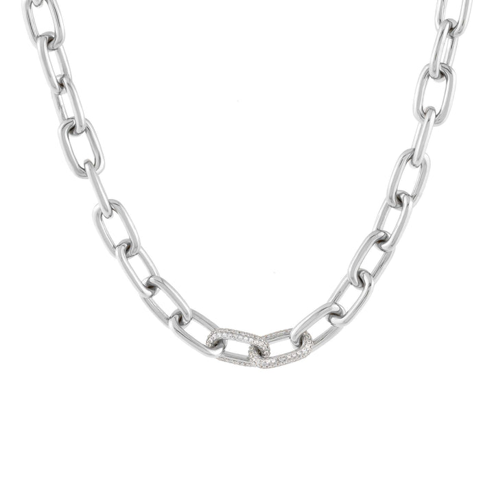 Silver Pavé Chain Necklace - Adina Eden's Jewels
